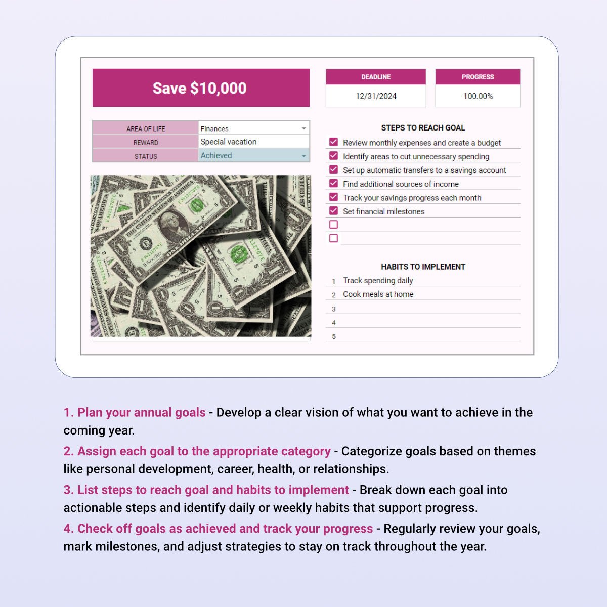 Habit Tracker & Goal Planner - Organization Masters