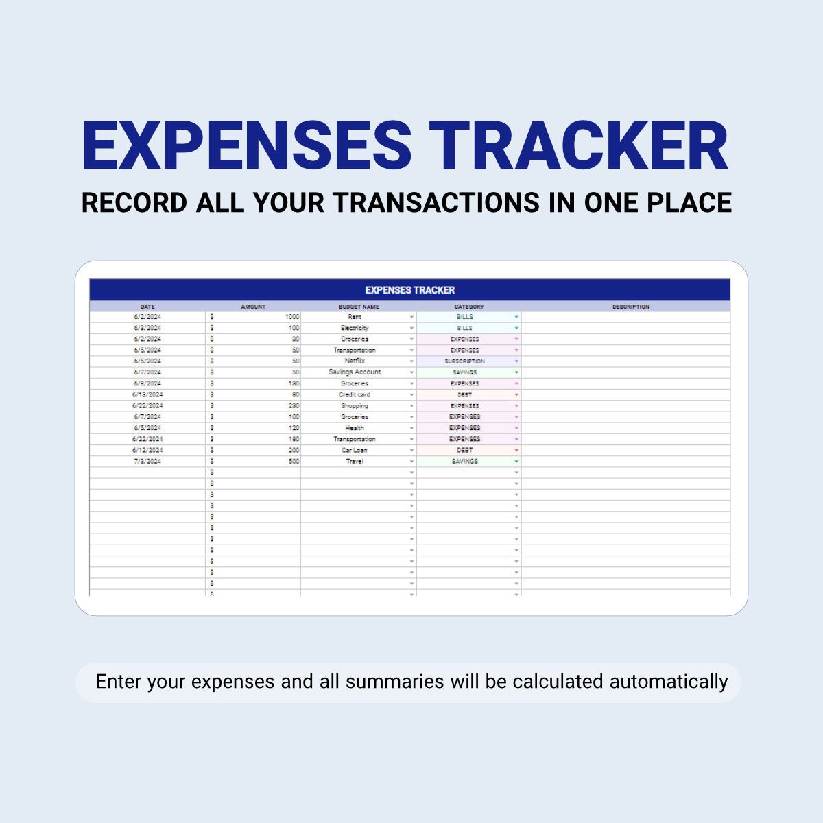 Monthly Budget Planner - Organization Masters