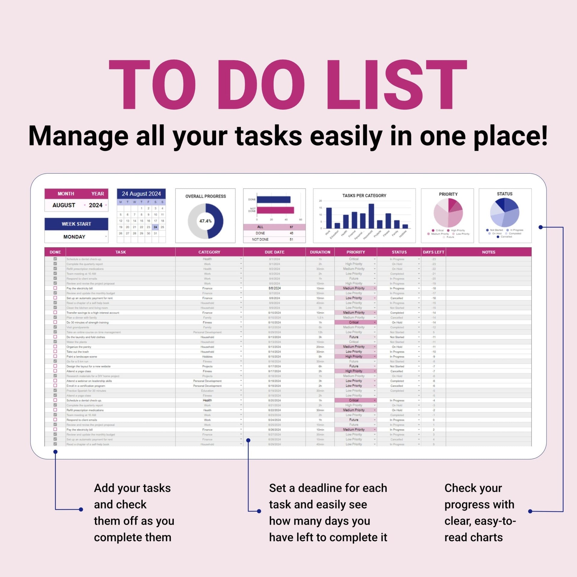 To Do List with Smart Calendar - Organization Masters